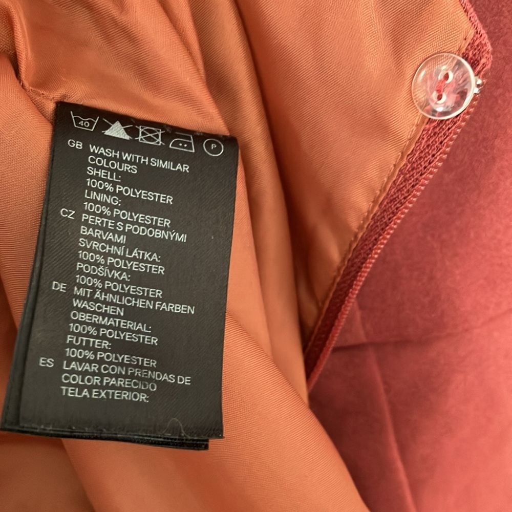 H&M Size 2 Burnt Orange Cap-Sleeved Pleated Front Lined Mini Dress - Picture 4 of 4